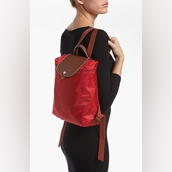 Longchamp Red Le Pliage Nylon Canvas Original Backpack - Picture 3 of 9